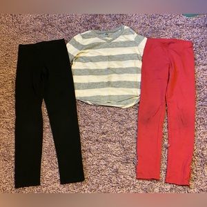 3 piece girls Old Navy lot; 2 leggings & long sleeve shirt